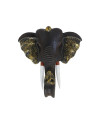 Testa Elefante Legno Intagliato Ornamento Parete Décor Casa