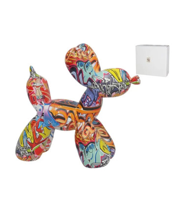 Chien Anjali Résine Graffiti 30.5x11x27cm Déco Pop Art