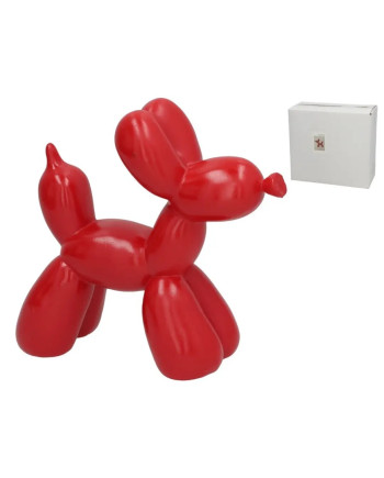Figura Perro Globo Resina Roja Kinari Deco 25,5x9x23cm