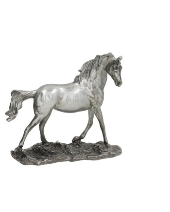 Figura Caballo Decorativa Plateada 22cm - Escultura