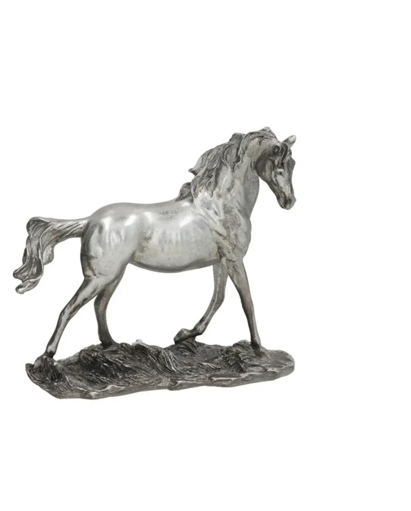 Statua Cavallo Argento Decorativa 22cm - Scultura