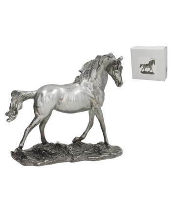 Statue Cheval Argent Décorative 22cm - Sculpture