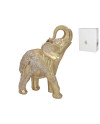 Figura Elefante Dorado Tallado 26cm Decoración Feng Shui