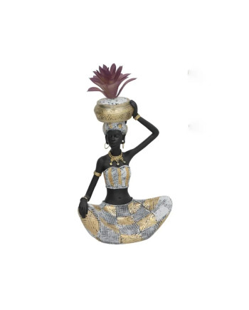 Statuina Donna Africana Decor Etnico Resina con Vaso