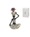 Figura Resina Mujer Africana con Maceta Decoración Étnica