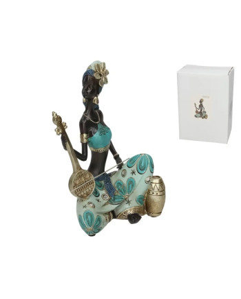 Figurine Déco Femme Africaine Instrument Ethnique 22cm
