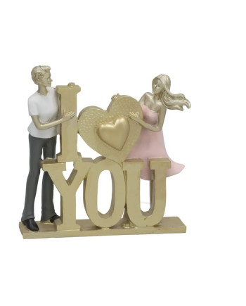 Statuina Coppia I LOVE YOU 24cm Dorata Regalo Romantico