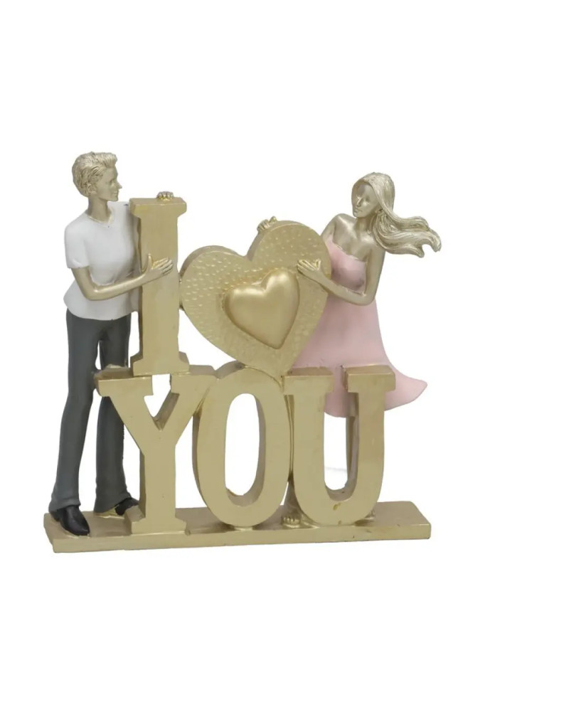 Paar Figur I LOVE YOU 24cm Gold Romantisch Geschenk Deko
