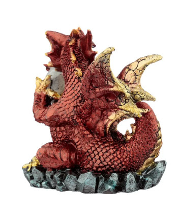 Figurine Dragon Rouge Dragonneau Décor Fantaisie Résine