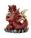 Figura Dragón Rojo con Cría Decoración Fantasía Resina