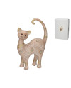 Figurine Chat Décorative Résine Beige Détails Dorés Cadeau