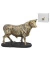 Stier Dekofigur | Gold-Finish & Dunkler Sockel