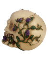 Harz Totenkopf Figur Gotik Lila Rosen Deko Ornament
