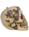 Harz Totenkopf Figur Gotik Lila Rosen Deko Ornament