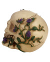 Harz Totenkopf Figur Gotik Lila Rosen Deko Ornament
