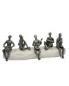 Figuras Músicos Decorativas Quinteto Metalizado Base Piedra