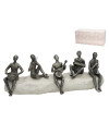 Figurines Musiciens Déco Quintette Métal Base Pierre