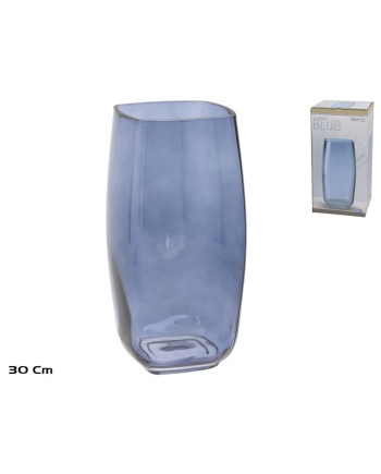 Jarrón Cristal Azul 30cm Diseño Moderno Decoración Hogar