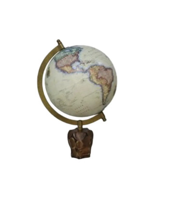 15cm World Globe Odyssey Decorative Wood-Effect Base