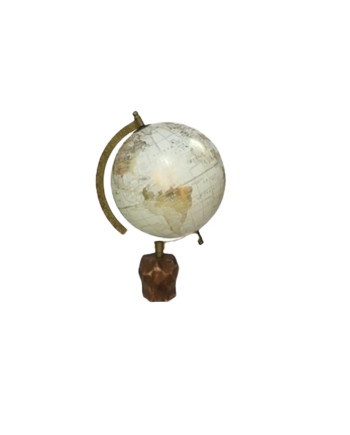 Globe Terrestre 15cm Odyssée Décoratif Base Effet Bois