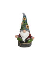 Gnome Solaire Méditant Chapeau Tournesol Jardin Figurine 46.5cm