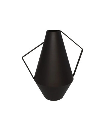 Jarrón Metálico Negro Minimalista Geométrico 30cm Decoración