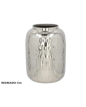Metallvase Silber Gehämmert 20cm Dekoration Akzent