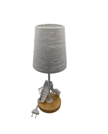 Shadow Table Lamp 14x14x35cm Metal Wood White Decorative
