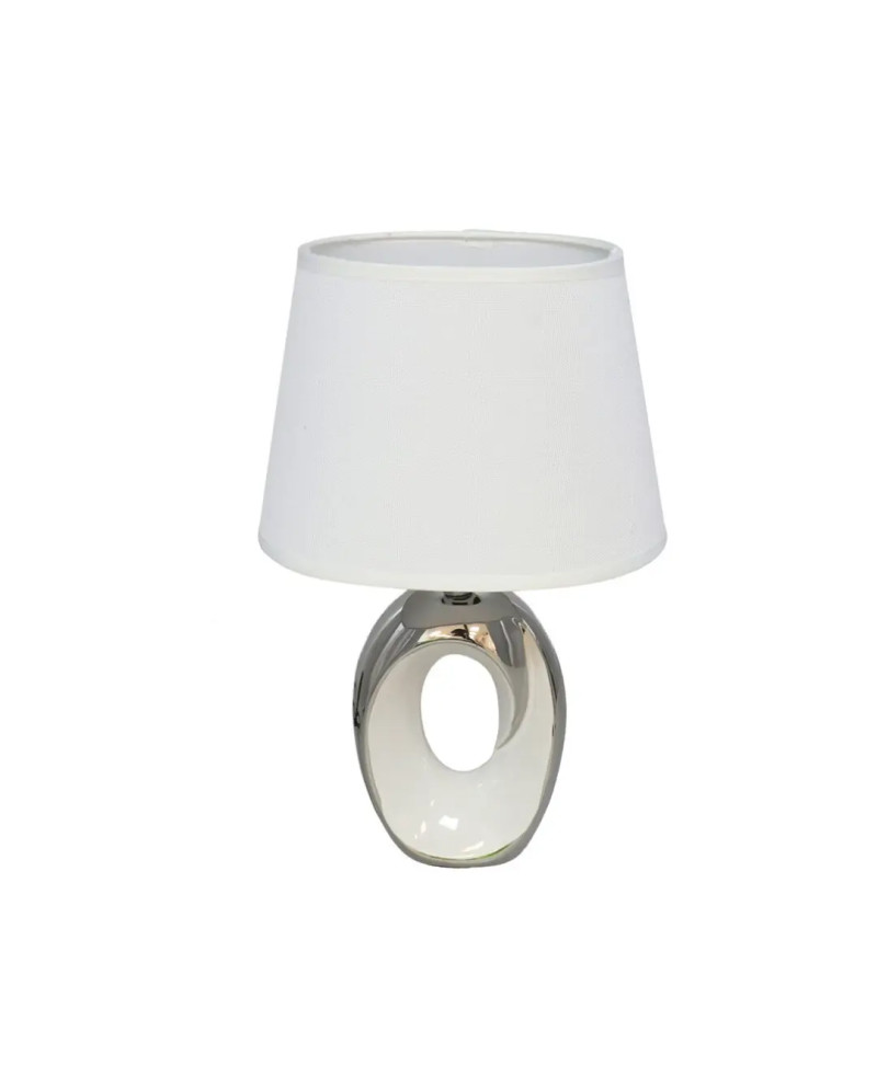 Tischlampe Keramik Modern 32cm - Silber/Weiß Basis