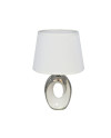 Lampe de Table Céramique Moderne 32cm - Base Argent/Blanc