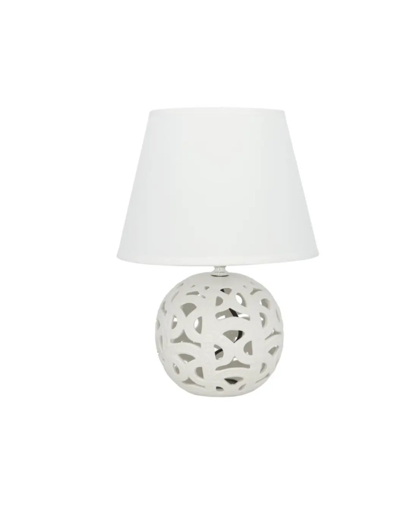 Tischlampe Keramik Weiß durchbrochenes Design 30cm Deko