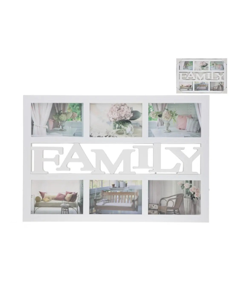 Cadre Multi Photos FAMILY 6 Photos 48x33cm Décor Blanc