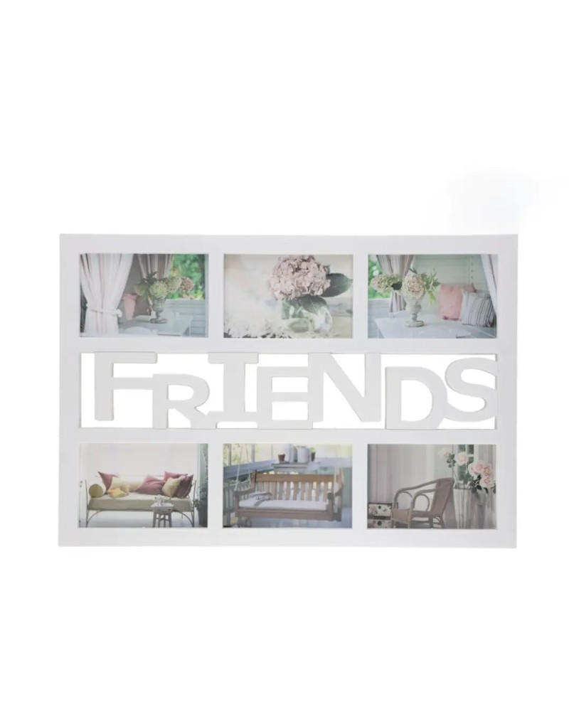 White "FRIENDS" Collage Photo Frame 6 Pictures 48x33cm