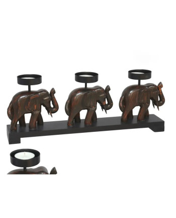 Wooden Carved Elephant Tealight Holder Decorative