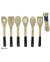 Set 6 Ustensiles Cuisine Bambou 30cm Cuillères Spatules