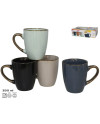 Set 4 Tazas Cerámica 350ml (Negro, Verde, Azul, Gris)
