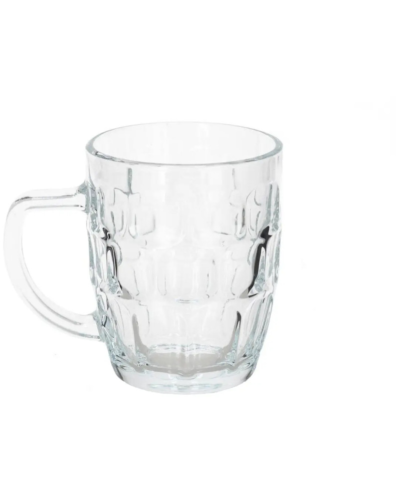 Beer Mugs Glass 550ml (Set of 6) Dishwasher Safe Heavy Duty