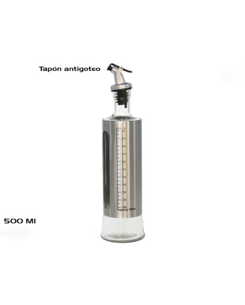500ml Glass & Steel Oil Dispenser Drip-Free Spout Measure