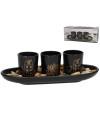 Decorative Candle Holder Set Black Gold Modern Design