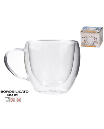 Ebony Borosilicate Mug 80ml Double Wall Coffee Tea