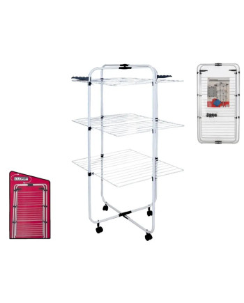 Stendino 3 Livelli 61x71x135cm Pieghevole Ruote