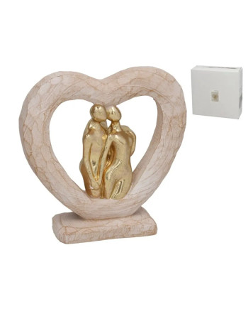 Escultura Pareja Corazón Decorativa 21.5cm Símbolo Amor