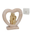 Figurine Couple Cœur Décorative 21.5cm Symbole Amour