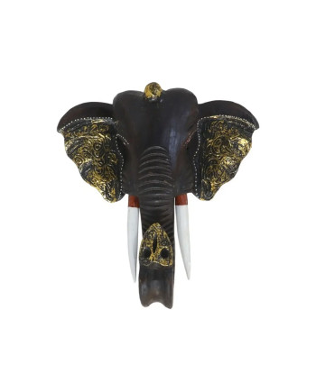 Testa Elefante Legno Intagliato Ornamento Parete Décor Casa