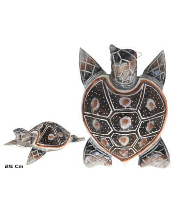 Figura Tortuga Decorativa Madera Tallada 25cm | Decoración