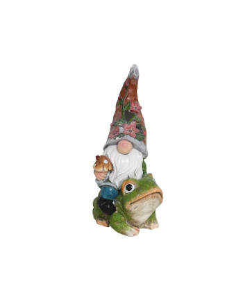 Gnome Grenouille Solaire Figurine Jardin 46.5cm Décoratif