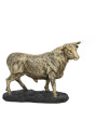 Stier Dekofigur | Gold-Finish & Dunkler Sockel