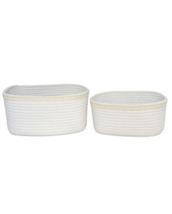 Set of 2 Cotton Rope Storage Baskets Home Decor Organizer