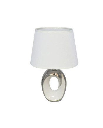 Lampada Tavolo Ceramica Moderna 32cm - Base Argento/Bianco