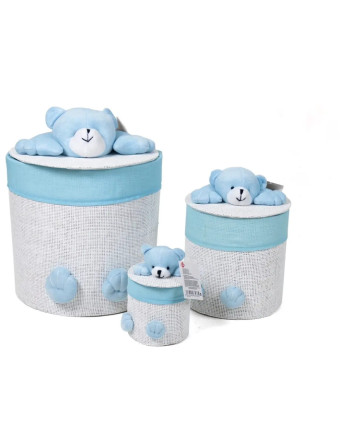 Kids' Lidded Organizer Baskets Teddy Bear Design